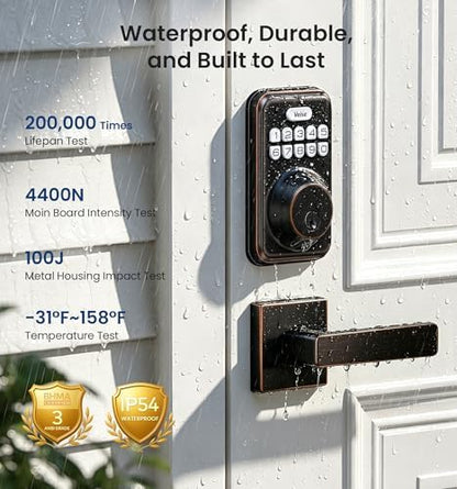 Veise DK01-B Keyless Entry Deadbolt Lock with Handle Set, Oil Rubbed Bronze
