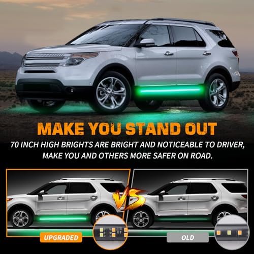XRIDONSEN 2PCS 60 inch Running Board Strobe Lights Green Emergency Lights