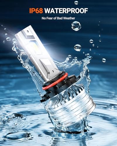 SEALIGHT 9005 Bulbs, 120,000LM 17X Brightness, HB3 9005 6500K Cool White LED Bulbs, IP68 Waterproof 80000Hrs Lifespan, 5X Heat Dissipation driving LED Bulbs, Plug and Play, 2 Pack