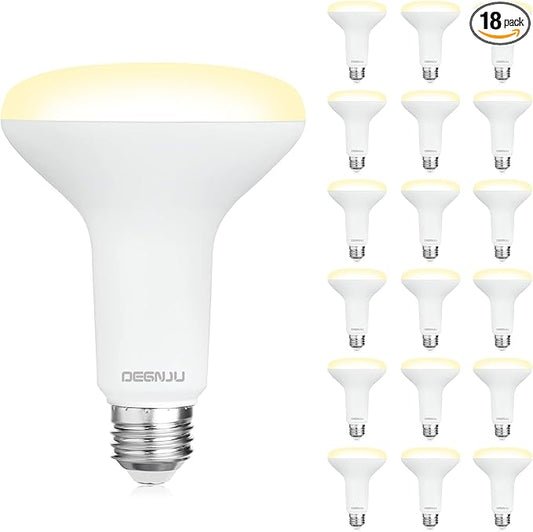 DEGNJU 18 Pack BR30 LED Recessed Light Bulb, Dimmable Indoor Flood Light Bulbs CRI80 7W Equivalent 65W 2700K Soft White 650 Lumens, 15000 Lifetime Hours E26 Base LED Can Light Bulb, Flicker-Free