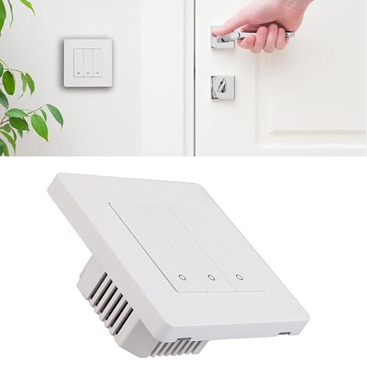 Jeanoko 3 Gang Smart Control Panel Compact Design Intelligent Switch for Home Automation System PVC Material (White)