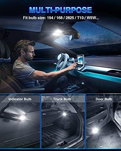 Marsauto T10 168 194 2825 LED Light Bulbs Super Bright 5SMD Exterior License Plate Lights Lamp, Car Interior Courtesy Dome Lights Map White, Pack of 10