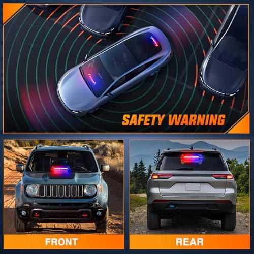Nilight 12LED Traffic Advisor Strobe Light Bar Red Blue Hazard Safety