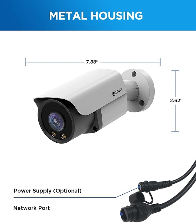 4COVR 4K PoE IP Security Bullet Camera Outdoor, 8MP UltraHD Wired Camera with Dual Lights Full-Color Night Vision, Two-Way Talk, AI Person/Vehicle Detection, Up to 256GB microSD Card, LY37YX8MA