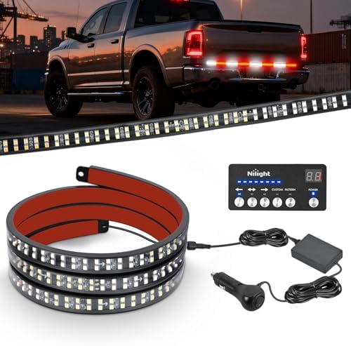 Nilight 49 Inch Emergency Strobe Light Strips with Controller Red White
