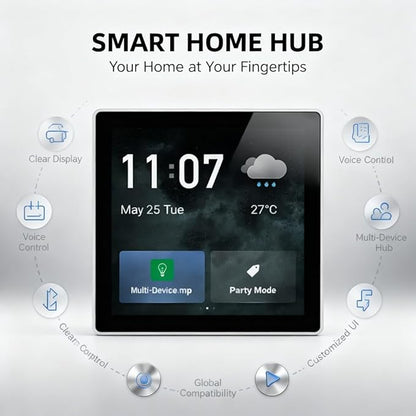 Smart Home Control Panel with Android LCD Touchscreen, Voice Control, 100 to 240V - Versatile Automation System, Global Compatibility, Ideal for Home and Office
