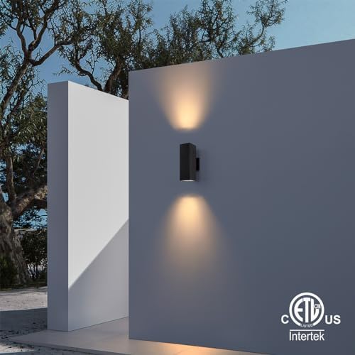 mirrea 12" Modern Outdoor Porch Light in 2 Lights, Matte Black, 4 Pack