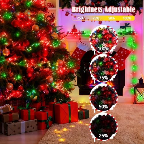 Voice Control 88 Ft 240 LED Smart String Lights with Remote, Red and Green