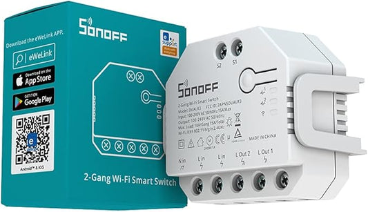 SONOFF WiFi Smart Curtain Switch with Power Metering TUV Certified, DUALR3 Dual Relay DIY Curtain, Blinds, Roller Shutter,Two Way Smart Switch,Compatible with Alexa&Google Home(1 Pack)