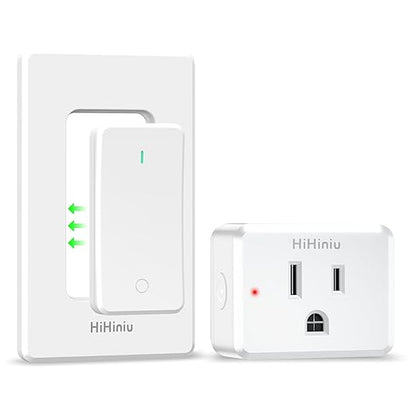Remote Control Outlet Wireless Wall Mounted Light Switch, Compact Indoor Electrical Plug in On Off Power Switch for Lamp, Home Appliances, 300 Feet RF Range, Removable Buckle, FCC Listed