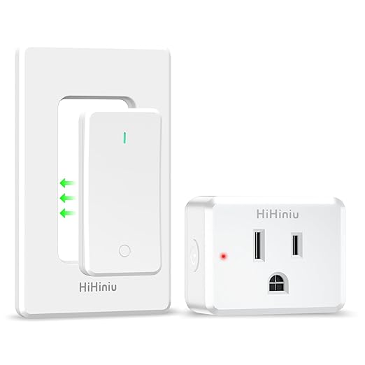 Remote Control Outlet Wireless Wall Mounted Light Switch, Compact Indoor Electrical Plug in On Off Power Switch for Lamp, Home Appliances, 300 Feet RF Range, Removable Buckle, FCC Listed