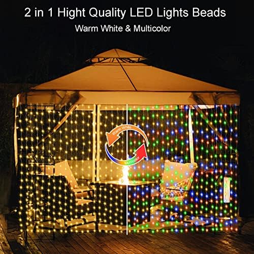 echosari 9.8Ft x 9.8Ft Curtain Lights Battery Operated 2 Color Changing