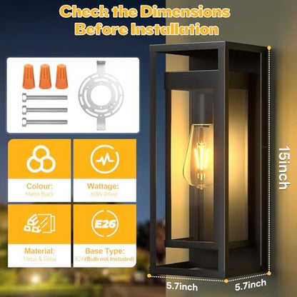 15" Outdoor Wall Lights 2 Pack Large Exterior Lighting Fixtures