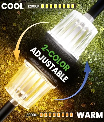 BITPOTT Super Bright Solar Pathway Lights 8 Pack, Adjustable Warm & Cold Solar Lights Outdoor Waterproof IP65, Auto On/Off, Outdoor Decor Light for Garden, Landscape, Path, Yard, Patio, Driveway