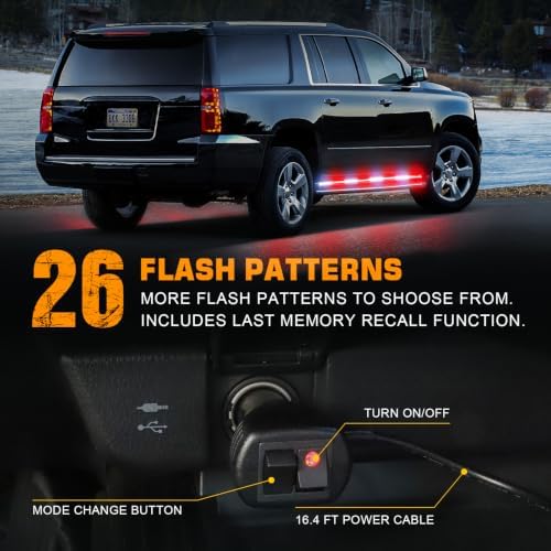 XRIDONSEN 2PCS 70 inch Running Board Emergency Lights 864 LED Strobe Lights