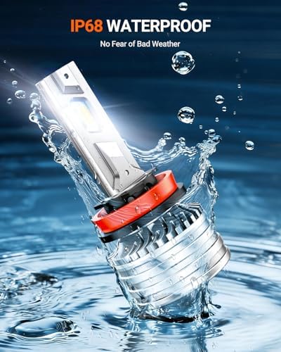 SEALIGHT H11 Bulbs, 120,000LM 1700% Brightness, H8 H9 H11 6500K Cool White LED Bulbs, IP68 Waterproof 80000Hrs Lifespan, No Flickering, 1Mins Installation, 2 Pack