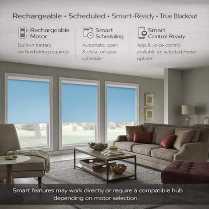 ZSHINE Motorized Blackout Roller Shades Remote Control Rechargeable(82010L)