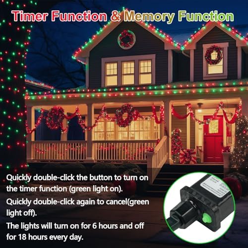 200 LED Connectable String Lights, 66FT Christmas Lights Outdoor Indoor