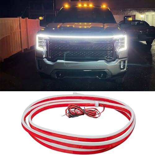 DREAMOTOR 94.5 Inch Car Hood Light Strip, White Car LED Hood Light