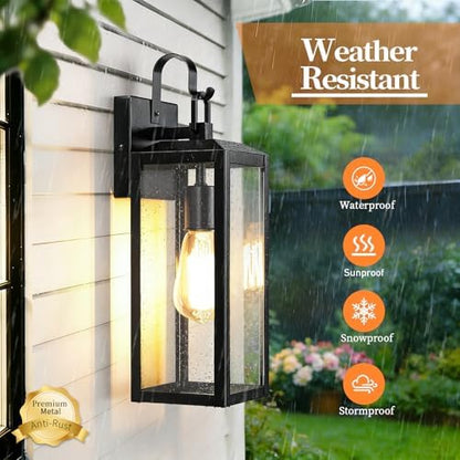 16'' Outdoor Wall Lights 2 Packs, Exterior Lighting Fixtures, Black