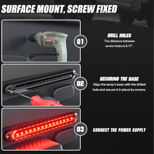 PSEQT 3 Color Trailer Tail Brake Stop Turn Signal Running LED Lights Bar Amber Red White Rear Identification Marker Waterproof Light Strip for Trailer Truck Pickup Offroad RV ATV UTV Bus Van, 2Pcs