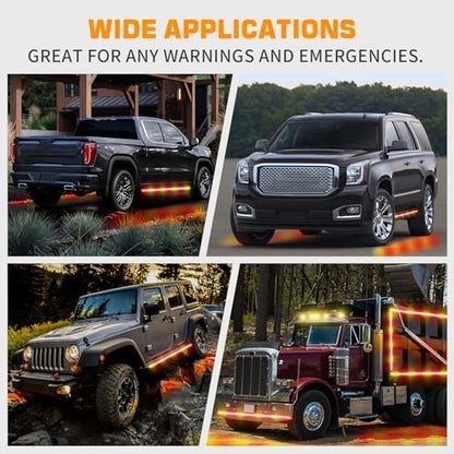 XRIDONSEN 70 inch Running Board Strobe Lights Amber Red Emergency Lights