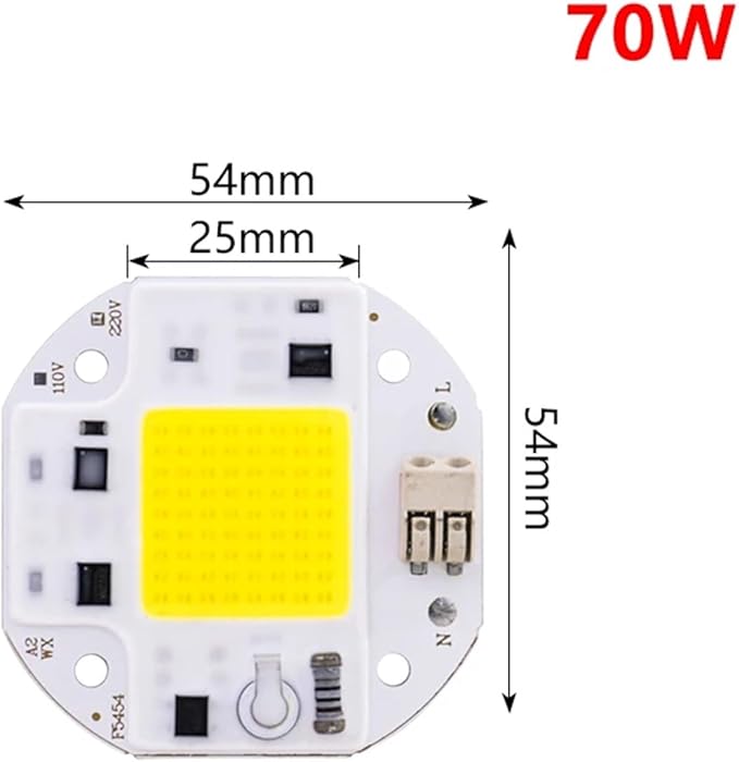 3pcs 50W 70W 100W COB LED Chip 220V 110V Smart IC No Need Driver DIY Flood Light Spotlight High Power 54mm LED Matrix COB Chip F5454(70W,110V_Cool White)