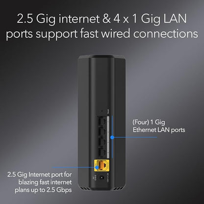 NETGEAR Nighthawk Dual-Band WiFi 7 Router (RS90) – Router Only, BE3600 Wireless Speed (up to 3.6 Gbps) - Covers up to 2,000 sq. ft., 50 Devices – 2.5 Gig Internet Port - Free Expert Help