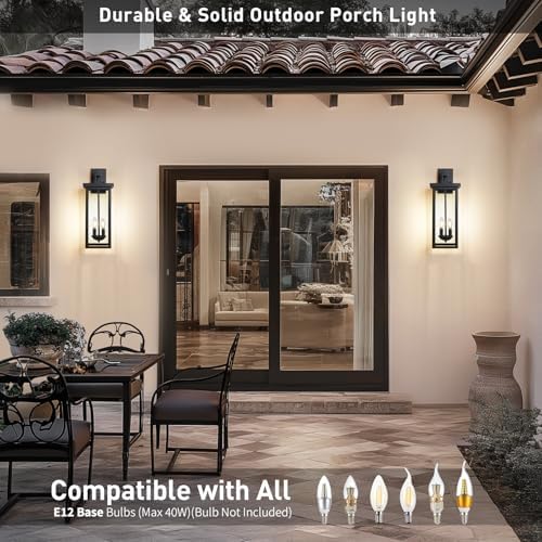 22 in Large Black Outdoor Wall Lights Exterior Lighting Fixtures,2 Packs