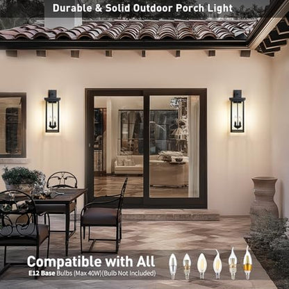 22 in Large Black Outdoor Wall Lights Exterior Lighting Fixtures,2 Packs