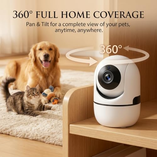 5G Indoor Camera for Home Security, 2K Pet Camera with Phone App, 360° PTZ Indoor Camera for Baby MonitorDog Camera Motion Detection, 2-Way Audio, Night Vision, Cloud&SD Card Storage, Works w/Alexa