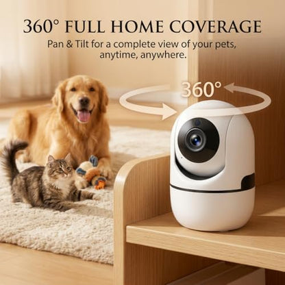 5G Indoor Camera for Home Security, 2K Pet Camera with Phone App, 360° PTZ Indoor Camera for Baby MonitorDog Camera Motion Detection, 2-Way Audio, Night Vision, Cloud&SD Card Storage, Works w/Alexa