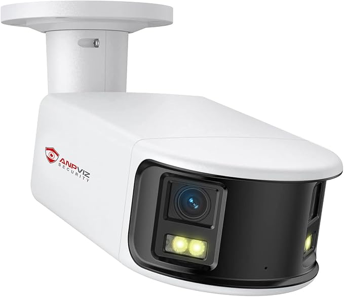 Anpviz 4K/8MP PoE 180 Degree IP Dual-Lens Security Camera Outdoor, 180° Panoramic Wide Angle Wired Bullet Camera with Human/Vehicle Detection, Two Way Talk, Built-in MicroSD Card Slot (H Series)