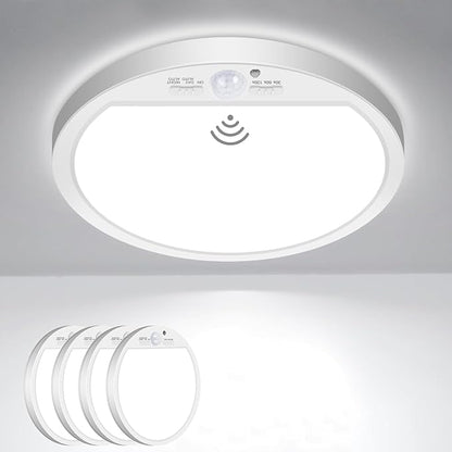 slochi 4Pack Motion Sensor Light Indoor Wired, 8.7 Inch 3000K/4000K/6500K Closet Lights Motion Sensored, 18W 1800LM Flush Mount Ceiling Light for Hallway Pantry Stairwell Porch, White