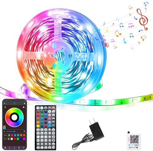 GANZQH 100FT RGB Led Lights for Bedroom with Remote & App Control, 1 Roll