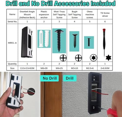 Adjustable Angle Mount for Ring (2025/2026 New Model) & Blink 2K+ Doorbell