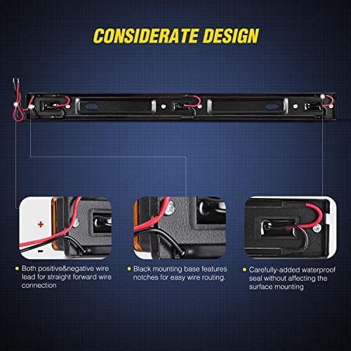 Nilight 14.2" 9 LED Trailer Light Bar Amber Clearance Marker Rear Lights
