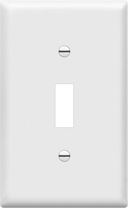 ENERLITES Toggle Light Switch Wall Plate, Gloss Finish, Size 1-Gang 4.50" x 2.76", Unbreakable Polycarbonate Thermoplastic, 8811-W, White