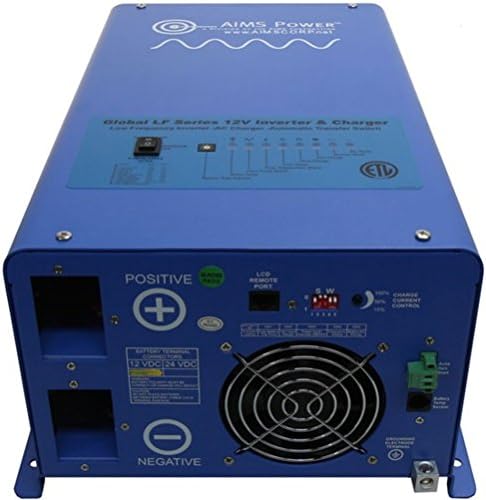 AIMS 1500W 12V Pure Sine Inverter Charger w/Transfer Switch 120V ETL