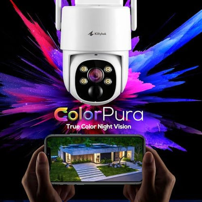 Kittyhok Solar Wireless Security Camera System, 2K PTZ ColorPura Camera