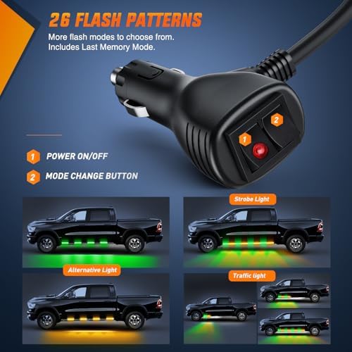 Nilight 2PCS 70 Inch Running Board LED Lights Strip Amber Green for Truck