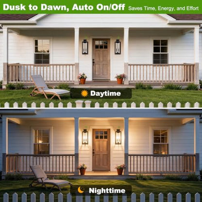 Extra Large 24 Inch Outdoor Wall Lights, Dusk to Dawn Sensor, Black, 2-Pack