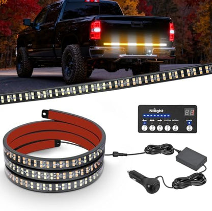 Nilight 60 Inch Emergency Strobe Light Strips with Controller Amber White