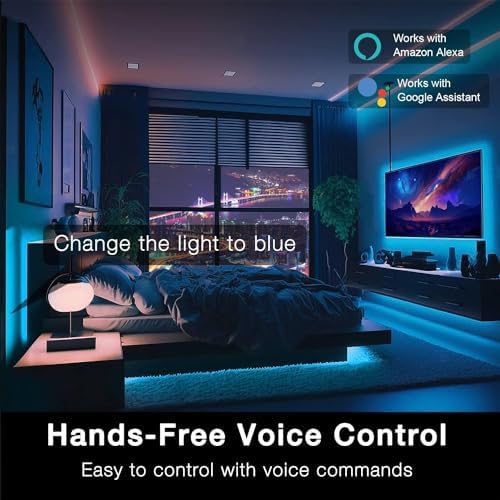 DAYBETTER Smart WiFi Led Lights, Phone App Controlled, Compatible with Alexa and Google Assistant, Timer Schedule, RGB Strip Color Changing Décor for Bedroom Party Kitchen, 25ft