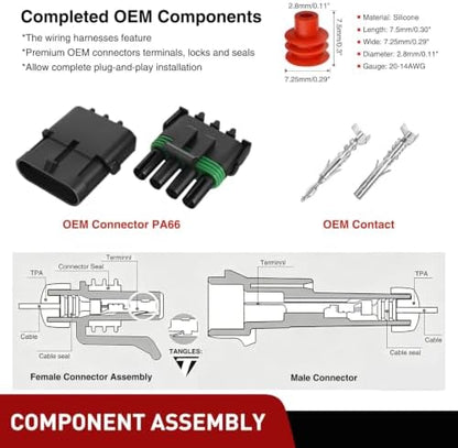 Nilight 180PCS 10 Kits 4 Pin Waterproof Automotive Electrical Connector Kit