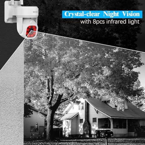 5MP PT Wireless Security Camera System 8Pcs Cameras 4TB HDD 60 Days Storage