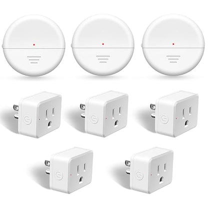 NineLeaf Motion Sensor Outlet, Wireless Motion Activated Plug with Timer & Light Sensor, 262 ft Range, 15A/1500W, Auto On/Off for Lights, Bathroom Fan, Garage, Hallway(3Sensor 5Plugs)