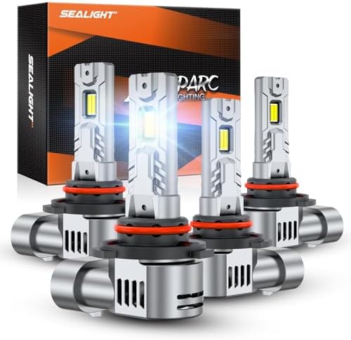 SEALIGHT S2S 9005/HB3 9006/HB4 Light Bulbs Combo, 160,000LM Super Brighter, 6500K Pure White 9005 9006 Fog Bulbs, with Cooling Fan 80K+ Hours Lifespan, 4-Pack