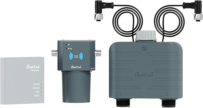 LinkTap T1 2-Zone Smart Hose Timer (Req. Gateway), Multiple Power Options | Irrigation by Weather/Volume/Duration, Intelligent Fault Detection & Alerts, Advanced Flow Monitoring, 2-Yr Warranty, IP66