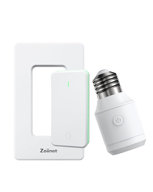 Zoiinet 500W Remote Control Light Bulb Socket, Wireless Light Switch for Pull Chain Lighting Fixture, E26 E27 Bulbs Base Holder, Programmable, No Wiring Needed, for Bedroom, Stair, Closet & Garage | 300ft, for Pull Chain Light Fixture, E26 E27 Bulbs Ba...